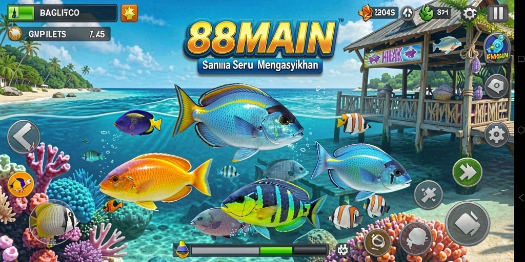 Tangkapan layar gameplay 88MAIN menampilkan aksi tembak ikan yang seru.