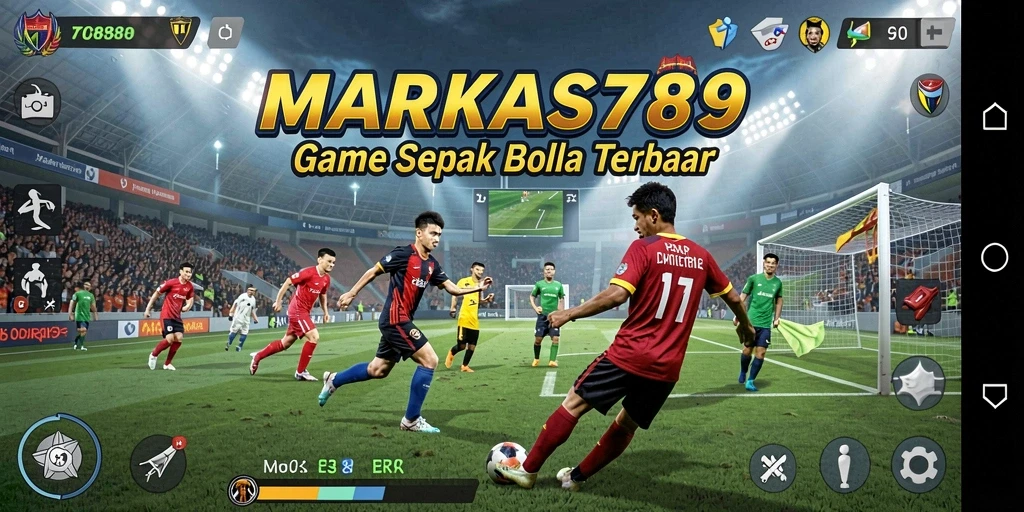 Tampilan gameplay mendebarkan dalam MARKAS789 yang menampilkan aksi sepak bola nyata.