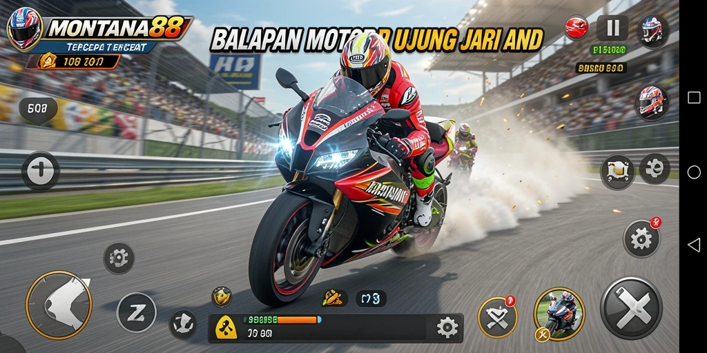 Tampilan gameplay MONTANA88 yang seru dan menegangkan saat balapan motor.